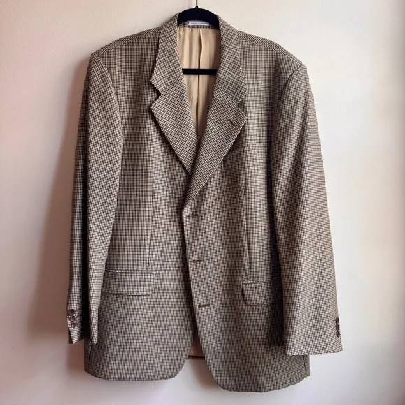 Yves Saint Laurent Tan Checkered Blazer - Picture 1 of 9